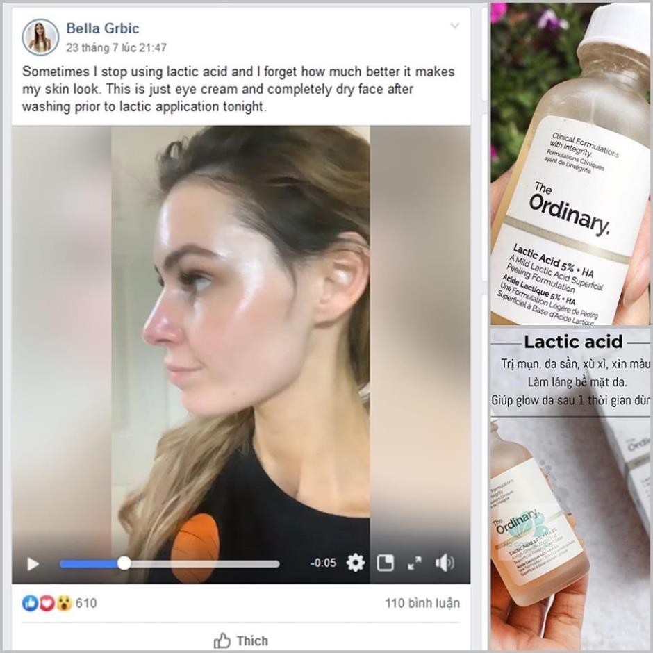 Serum Thanh Lọc Da The Ordinary Lactic Acid 5% 10% + HA Serum 30ml