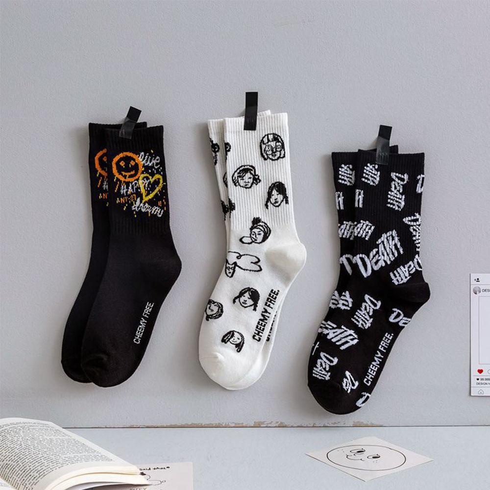 Tất Cotton Dài In Chữ Thời Trang Cho Bé Gái