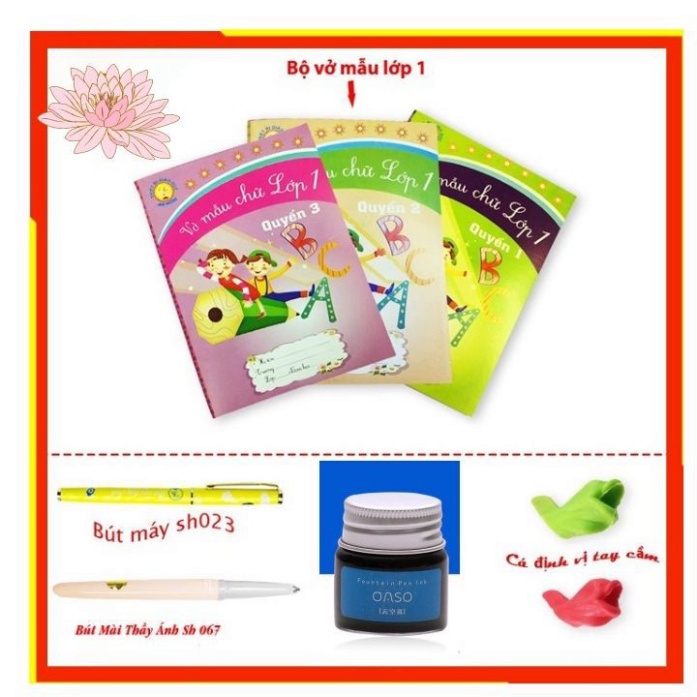 [Combo] Bộ Luyện Chữ Tại Nhà Cho Bé Chuẩn Bị Vào Lớp 1 Gồm 1 bút ngòi êm, 1 bút ngòi mài, bộ 3 chữ m