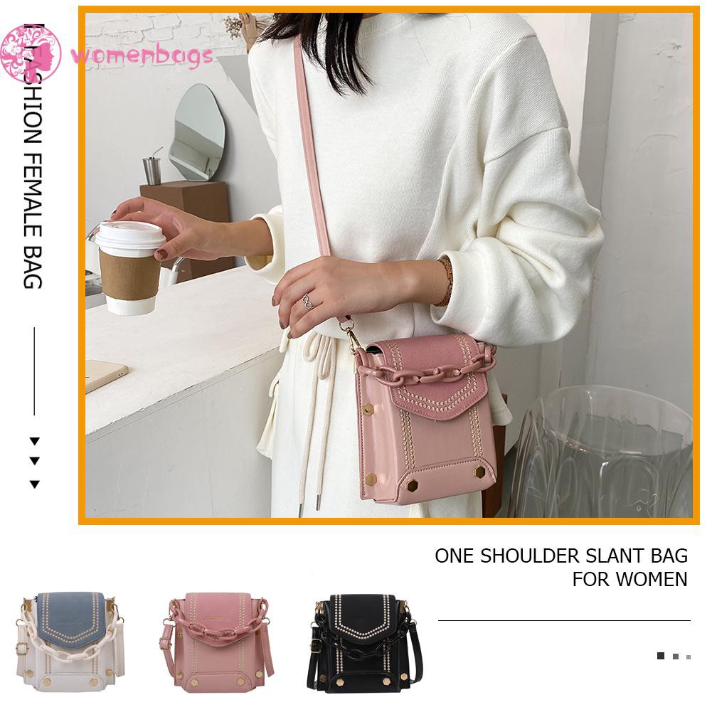 Túi Đeo Chéo Da Pu Phối Màu Thời Trang Cho Nữ