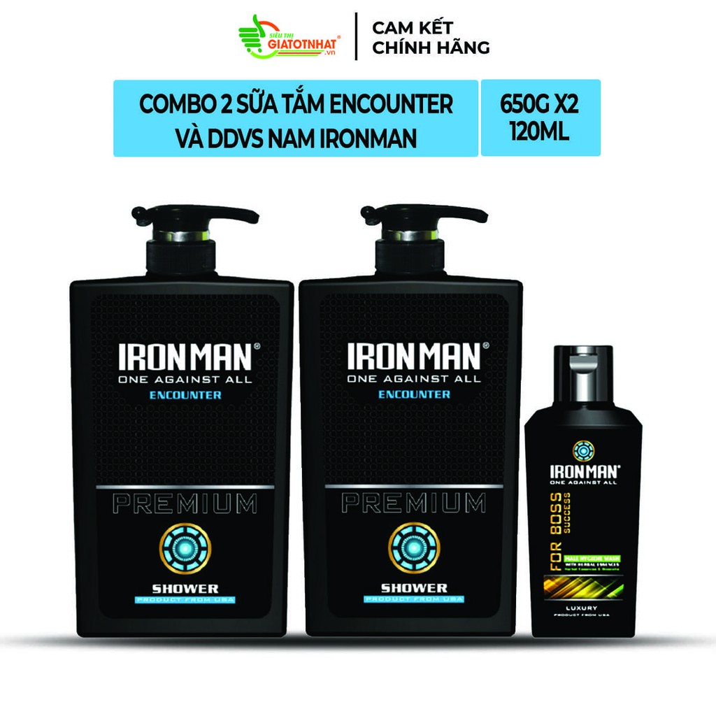 Sữa tắm nam hương nước hoa Ironman Encounter 650g Tặng sữa tắm Ironman Encounter 650g và dung dịch vệ sinh nam 120g