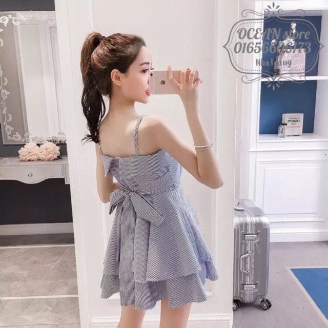 ❤️❤️=>ĐẦM 2 DÂY PHỐI TẦNG NÚT DỌC THẮT NƠ<=❤️❤️