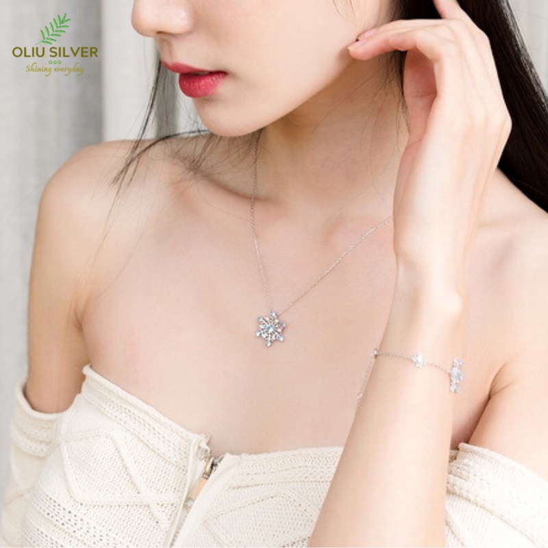 Dây Chuyền Bạc S925 Hoa Tuyết Thanh Lịch | Vòng Cổ Nữ Trang Sức Bạc 925