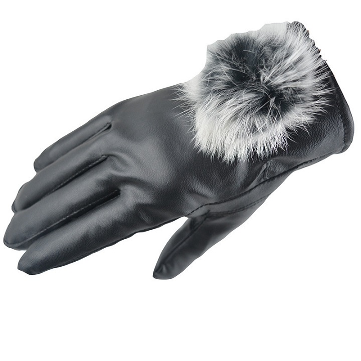 Găng tay da nữ thời trang mùa đông lót nỉ giữ ấm tốt màn hình cảm ứng điện thoại lái xe siêu mượt