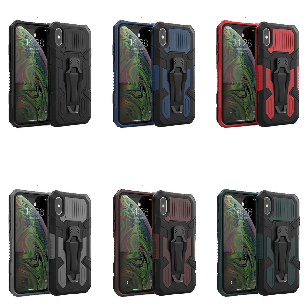 Ốp Điện Thoại Kiểu Giáp Chống Sốc Có Kẹp Thắt Lưng Cho iPhone 11 Pro Mx X XR XS Max 8 7 Plus