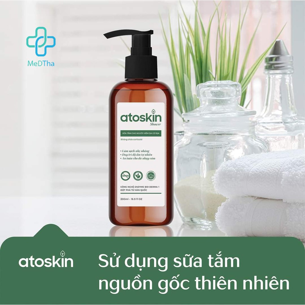 Sữa Tắm ATOSKIN - Dưỡng Ẩm Da, Chăm Sóc Da Cơ Địa, Giảm Khô, Giảm Ngứa, Chàm - Chai 200ml, 500ml [Chính Hãng]