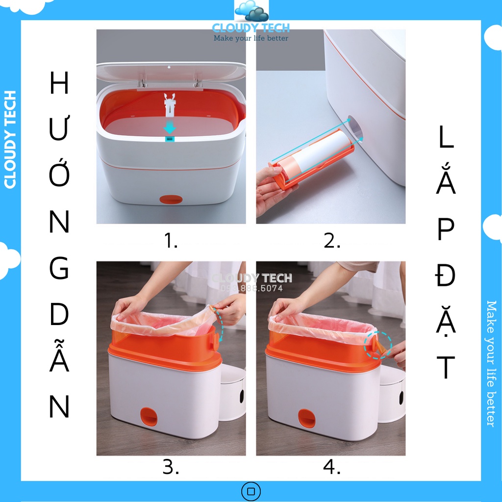 Thùng rác thông minh,thùng rác tự động đóng gói có nắp đậy sử dụng cho nhà vệ sinh,phòng ngủ,văn phòng,nhà bếp,nhà