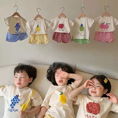 Sale! Bộ đồ cộc tay chất cotton tàu họa tiết hoa quả cực kỳ đáng yêu (From sz từ 5-20kg) (CT9)