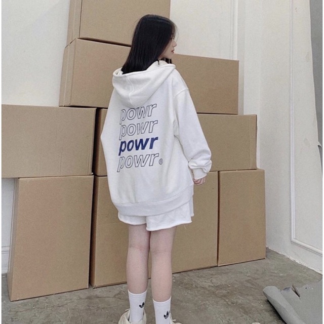 Áo khoác nỉ powr unisex clip ảnh thật dày dặn nam nữ form rộng oversize | BigBuy360 - bigbuy360.vn