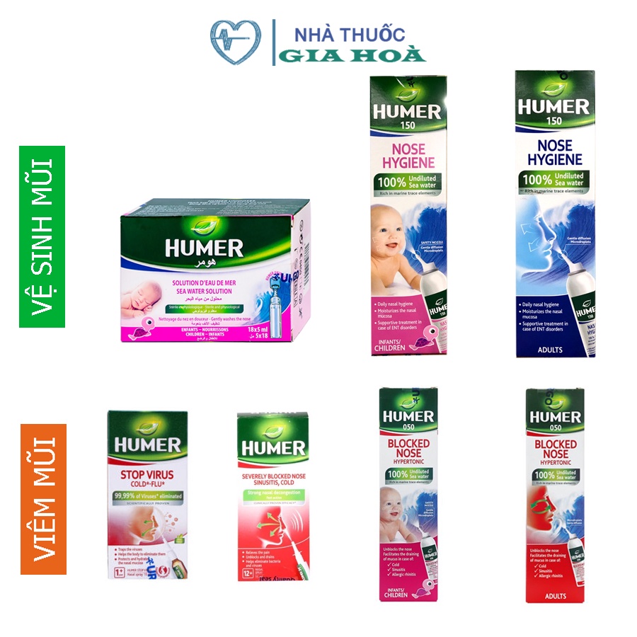 Xịt mũi Humer - Vệ sinh mũi, giảm nghẹt mũi, sổ mũi, viêm mũi người lớn và trẻ em
