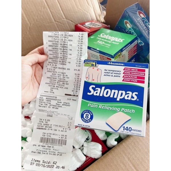 HỘP MIẾNG DÁN SALONPAS MỸ 7 GÓI x 20 MIẾNG (HÀNG COSTCO USA)