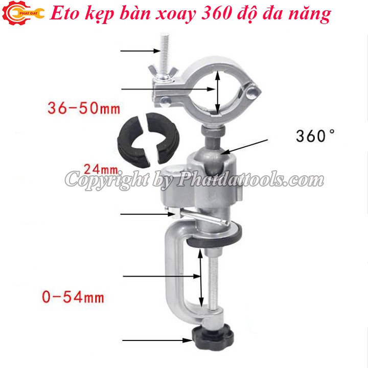 Eto kẹp bàn xoay 360 độ AT-6075 đa năng-Kẹp được cả máy khoan