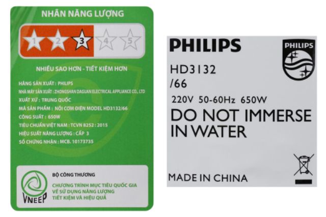 Nồi cơm điện Philips 2 lít HD3132/68 Bạc