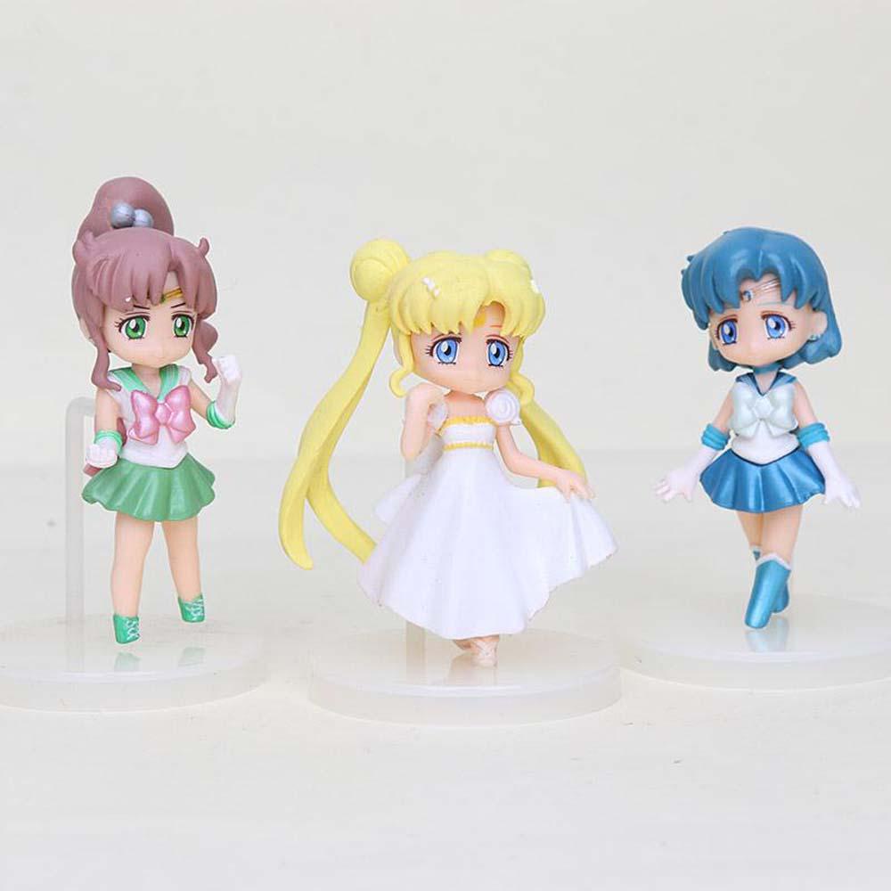 DARNELL Sailor Moon Bộ 6 Mô Hình Nhân Vật Thủy Thủ Mặt Trăng Dùng Trang Trí Bàn