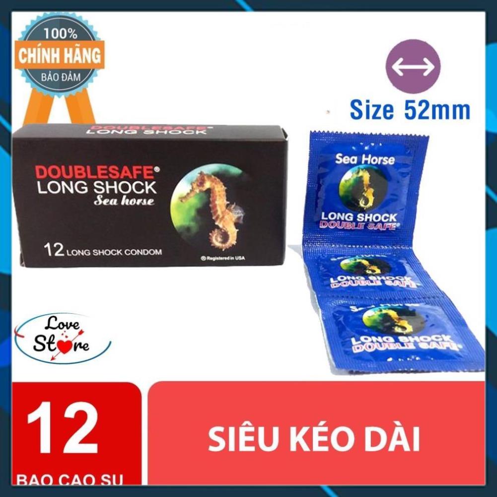 Bao Cao Su Longshock Doublesafe Seahoure Cá Ngựa Mã Lai Hộp 12 Bcs