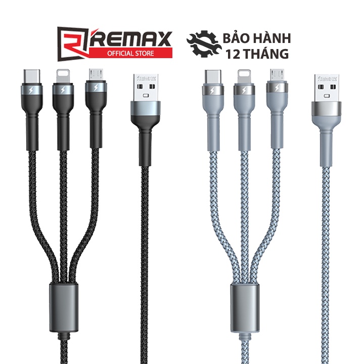 Cáp sạc điện thoại đa năng 3 in 1 Jany Series Remax RC-124th cổng Micro USB , Type C , iP