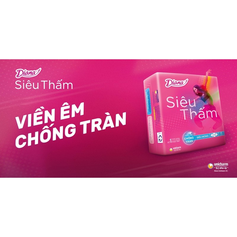Băng vệ sinh Diana Siêu thấm Maxi (dày) không cánh 8 miếng/gói