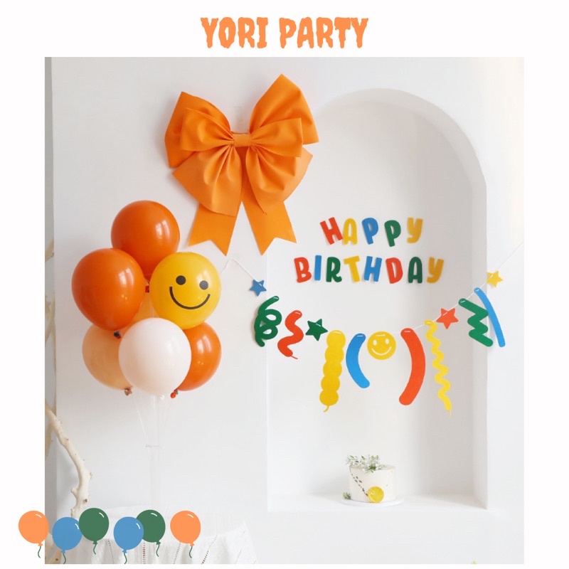 Bộ Dây Cờ HAPPY BIRTHDAY ĐỦ MÀU Trang Trí Tiệc Sinh Nhật Phong Cách Hàn Quốc - Yori Party