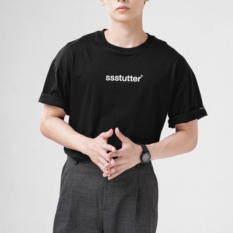 Áo thun nam nữ form refined fit SSSTUTTER form loose cotton thoáng mát in chữ SSSTUTTER TEE - SANS