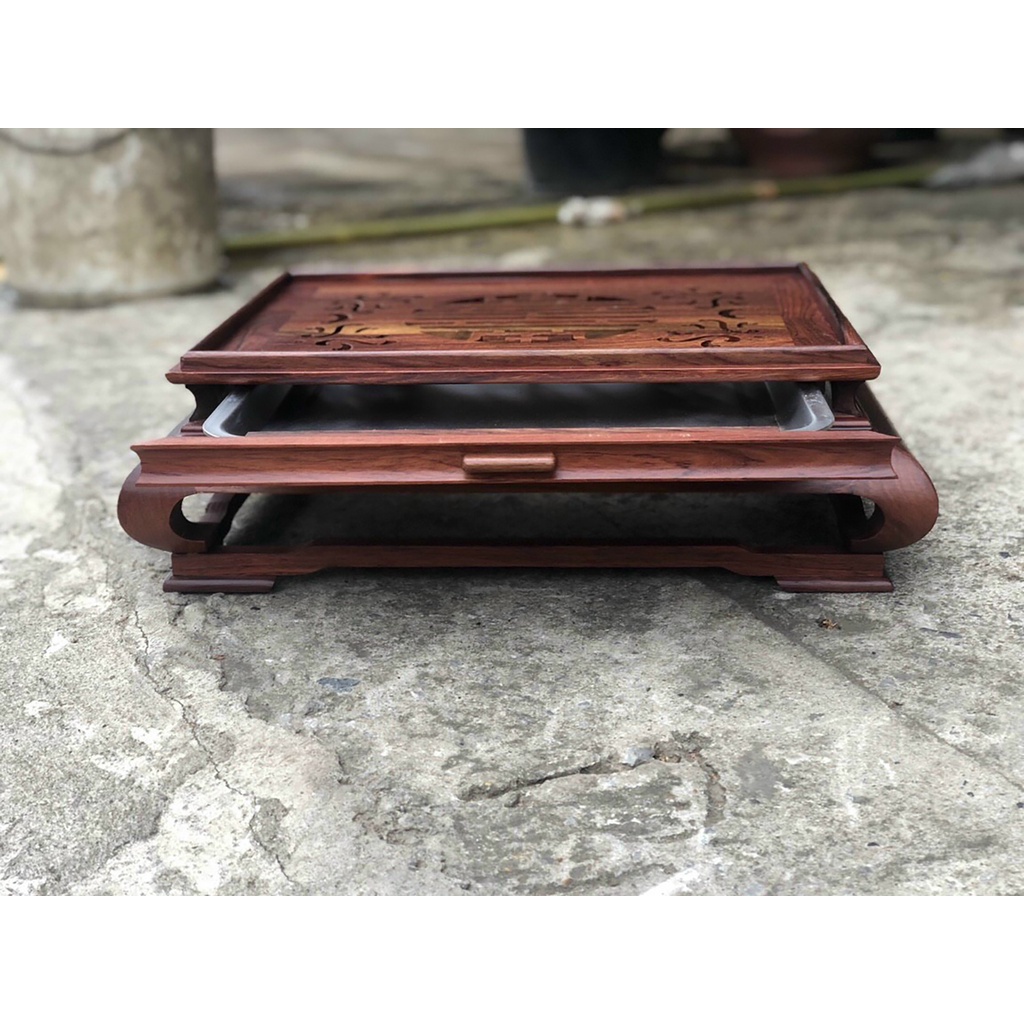 Khay trà chân cong phòng khách chữ nhật 47x37 cao 15cm