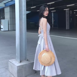 Váy maxi hở lưng thắt nơ sau