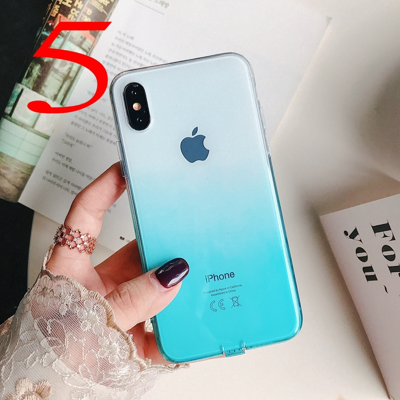 Ốp điện thoại nhựa dẻo trong suốt màu sắc ombre xinh xắn dành cho iPhone 6 6S 7 8 Plus X XS Max XR