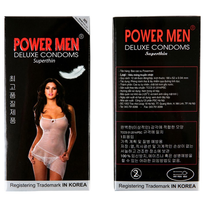 Bao cao su Powermen Superthin 12 bao - BCS siêu mỏng Power Men siêu mỏng 12 chiếc (SIH12)