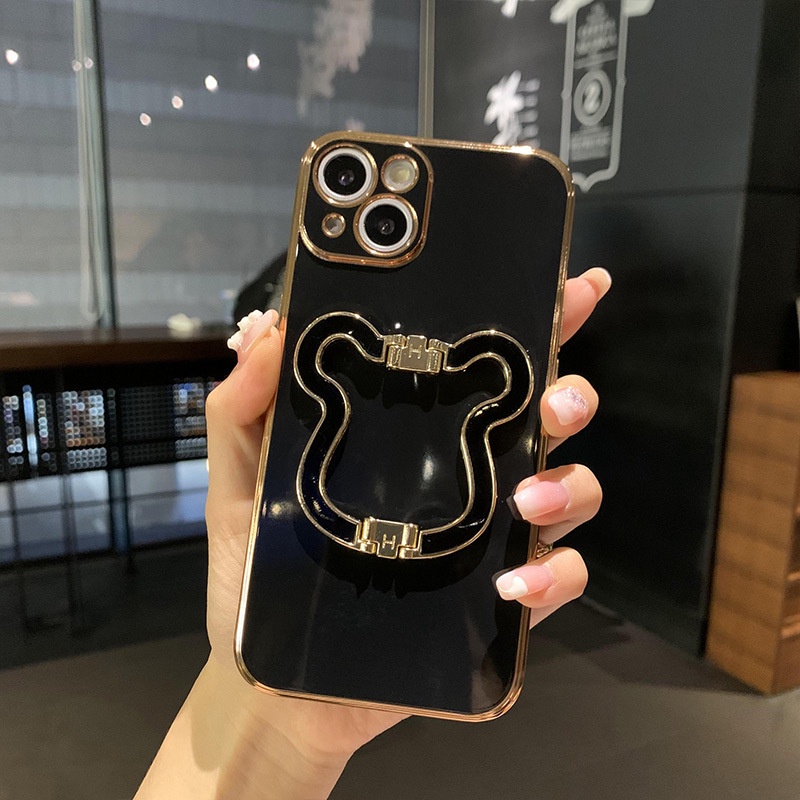 Ốp Điện Thoại Có Giá Đỡ Kim Loại Hình Gấu Cho iPhone14 13pro 12 11pro Xsmax XR 7 / 8PLUS SE2020 6S