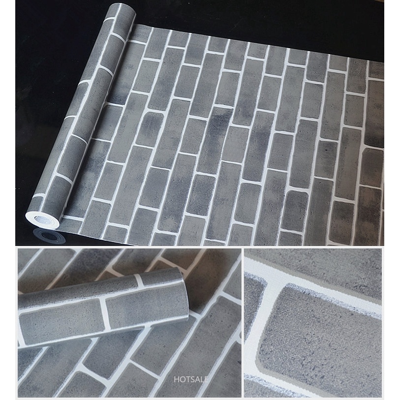 Giấy dán tường giả gạch chống thấm nước 45X1000cm