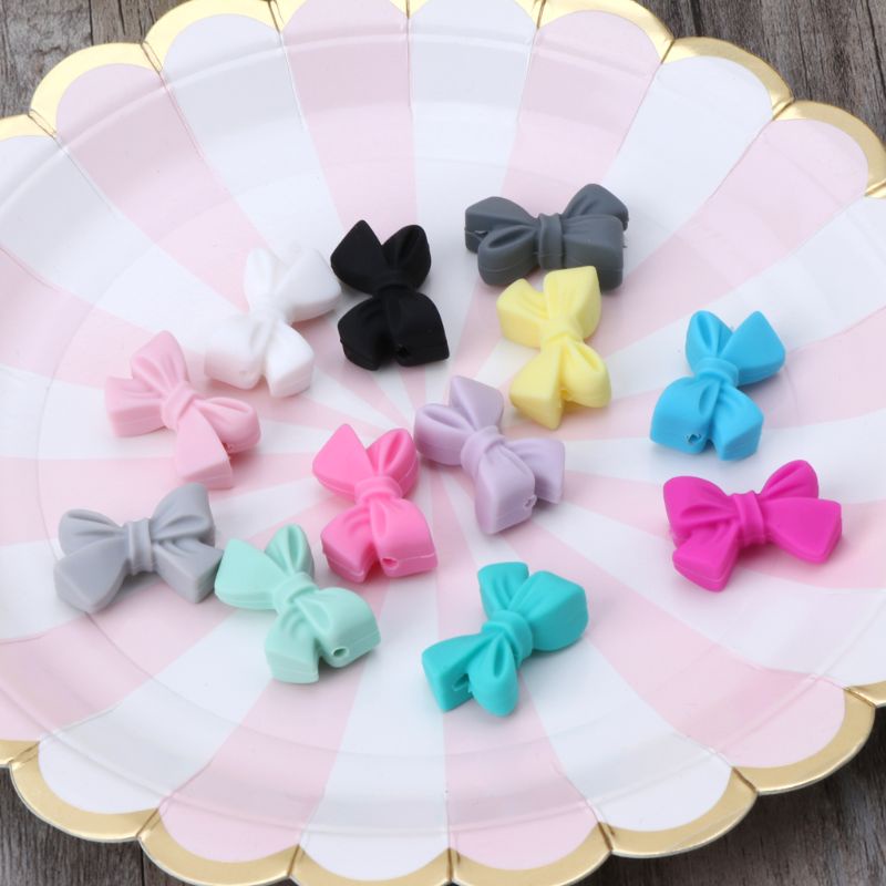 Bộ 5 Hạt Silicone Làm Móc Khóa DIY Không BPA Cho Bé Mọc Răng