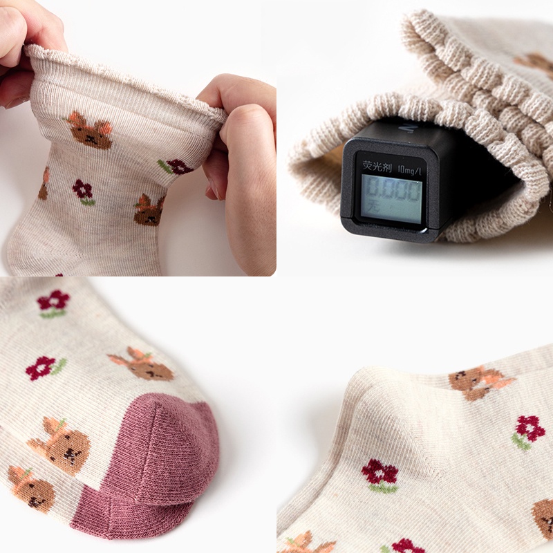 Set 5 đôi vớ KOKOROCARE ML-02 cổ cao vừa họa tiết dễ thương thu đông 2022 size S- L cho bé 1- 8 tuổi