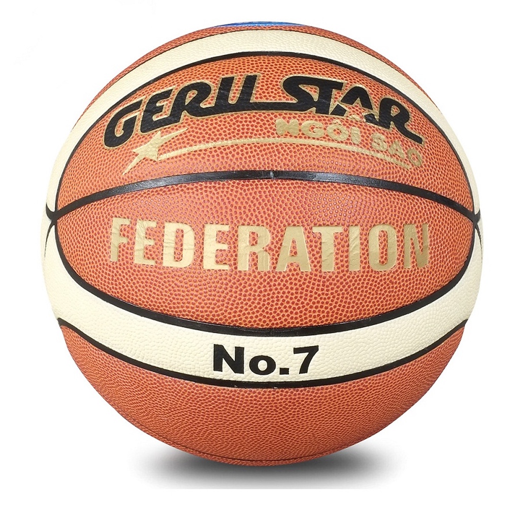 Bóng rổ da Geru Star bản Federation- Size 7 + Tặng kèm Kim bơm ,Túi lưới -Bóng thi đấu chính thức MẪU MỚI NHẤT