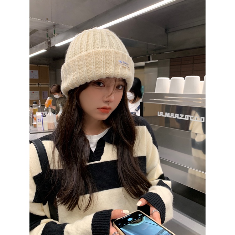 Mũ Len Dày Dặn Giữ Ấm Mùa Thu Đông Phong Cách Nhật Bản Cho Bà