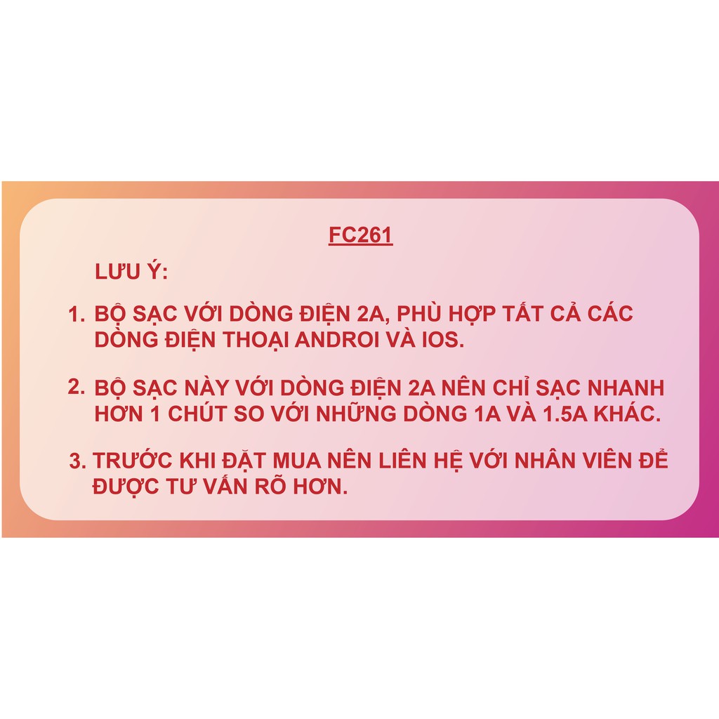 Bộ sạc 2A, củ sạc kèm dây cáp sạc chui Micro, iPhone, Type-C FENGZHI LIFE FC261 BH 1 Năm