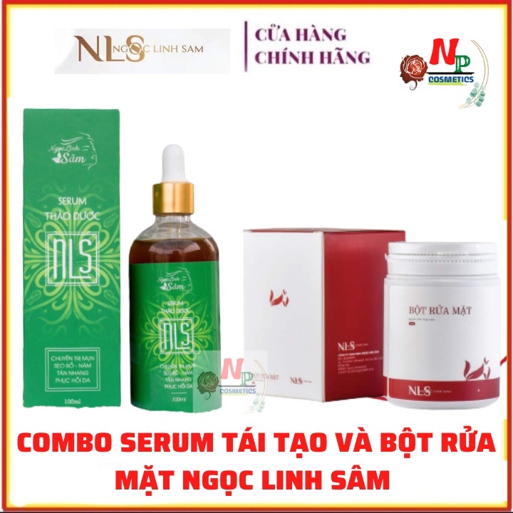 Combo sạch mụn nám Ngọc Linh Sâm - serum thảo dược tái tạo da và bột rửa mặt Ngọc Linh Sâm handmade