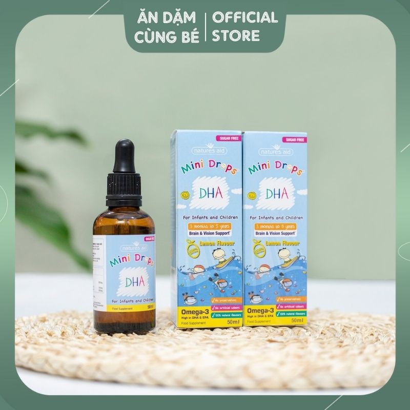 Dầu cá omega 3 Dha drop cho bé Natures Aid thuốc bổ mắt não 85054