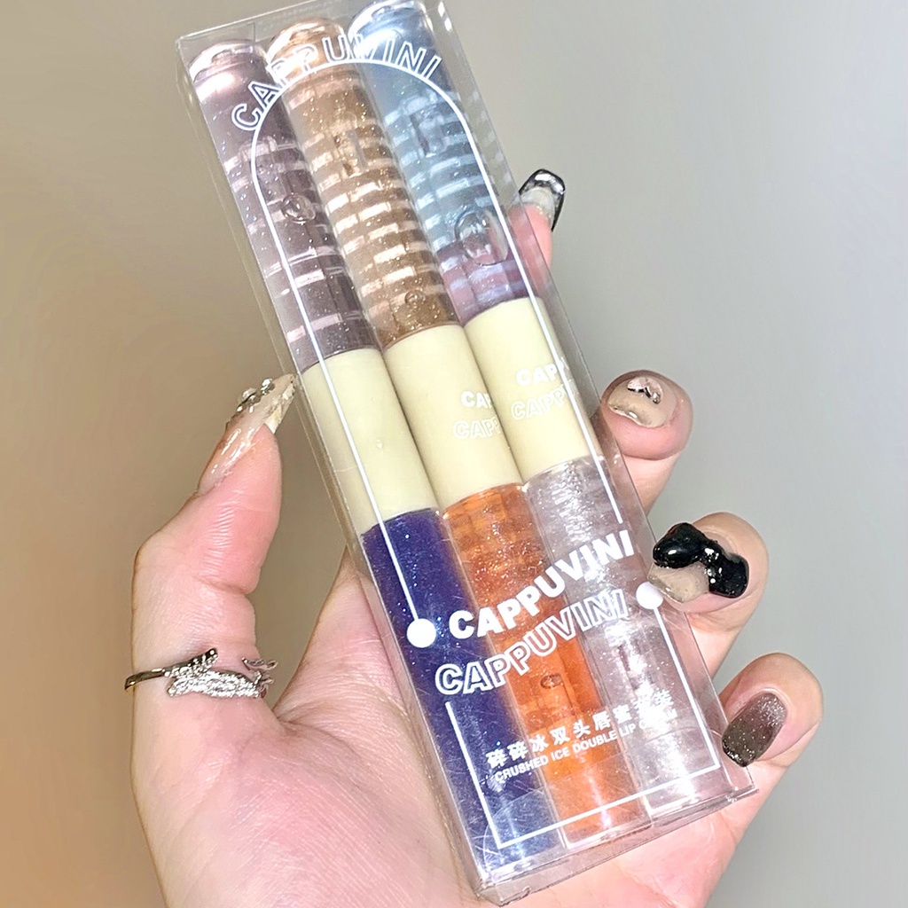 Bộ 3 Son Bóng Dưỡng Ẩm Làm Sáng Màu Môi Thiết Kế Hình Viên Đá Nhỏ