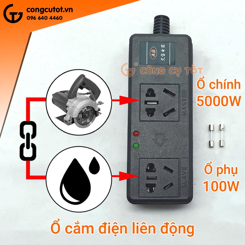 Ổ cắm điện liên động chính 5000W phụ 100W