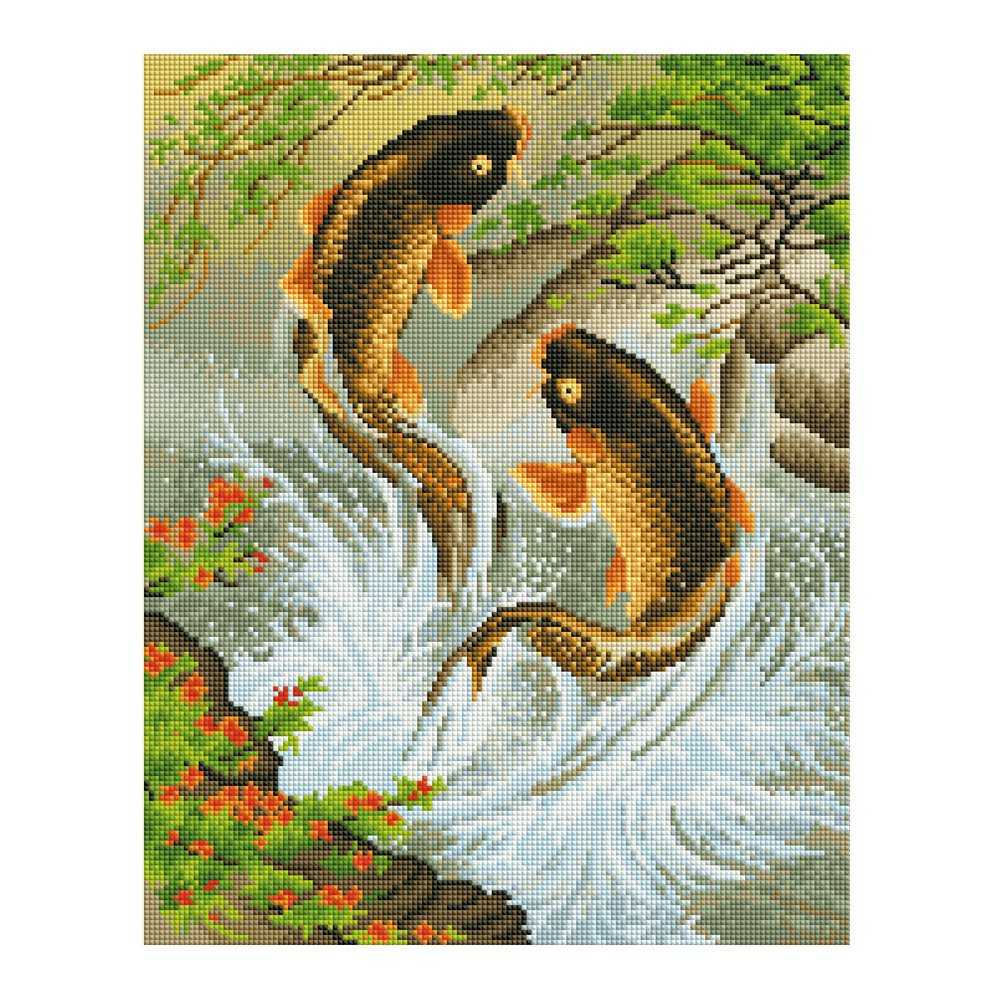 Bộ tranh đính đá thủ công treo trang trí hình con cá