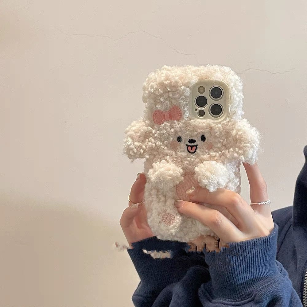 Ốp Điện Thoại Lông Mềm Hình Cún 3D Cho iPhone 14 11 12 13 6 7 8 Plus XR XS Max