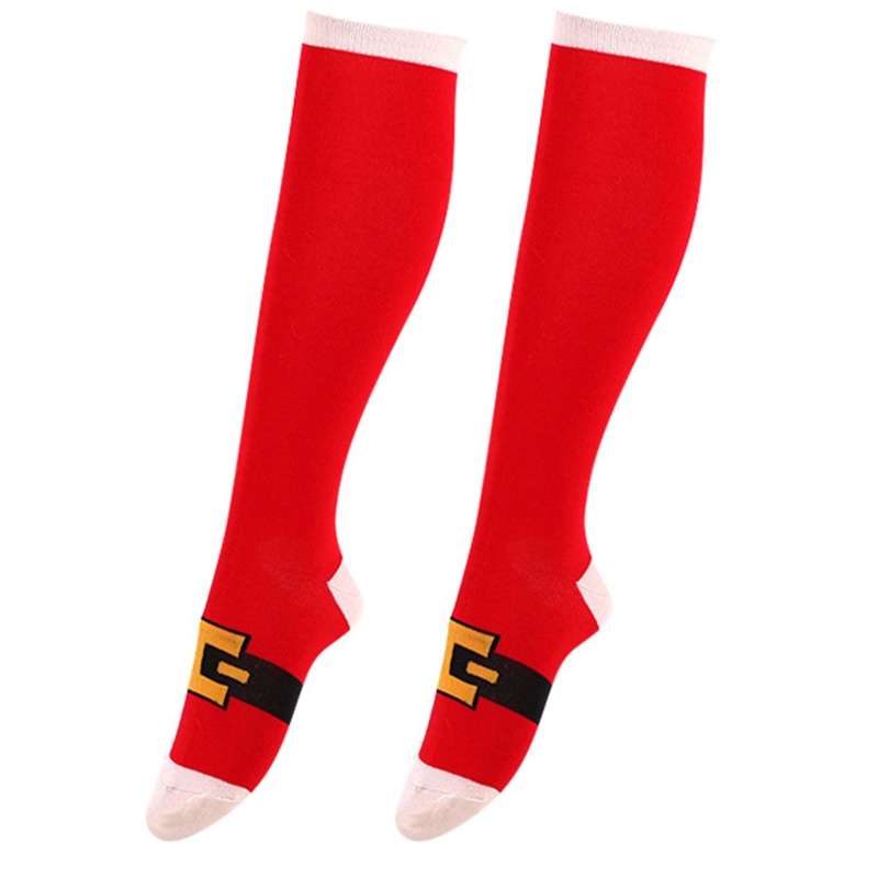 Aoto Đôi Tất cotton Dài Qua Gối In Họa Tiết Giáng Sinh Vui Nhộn Cho Nữ