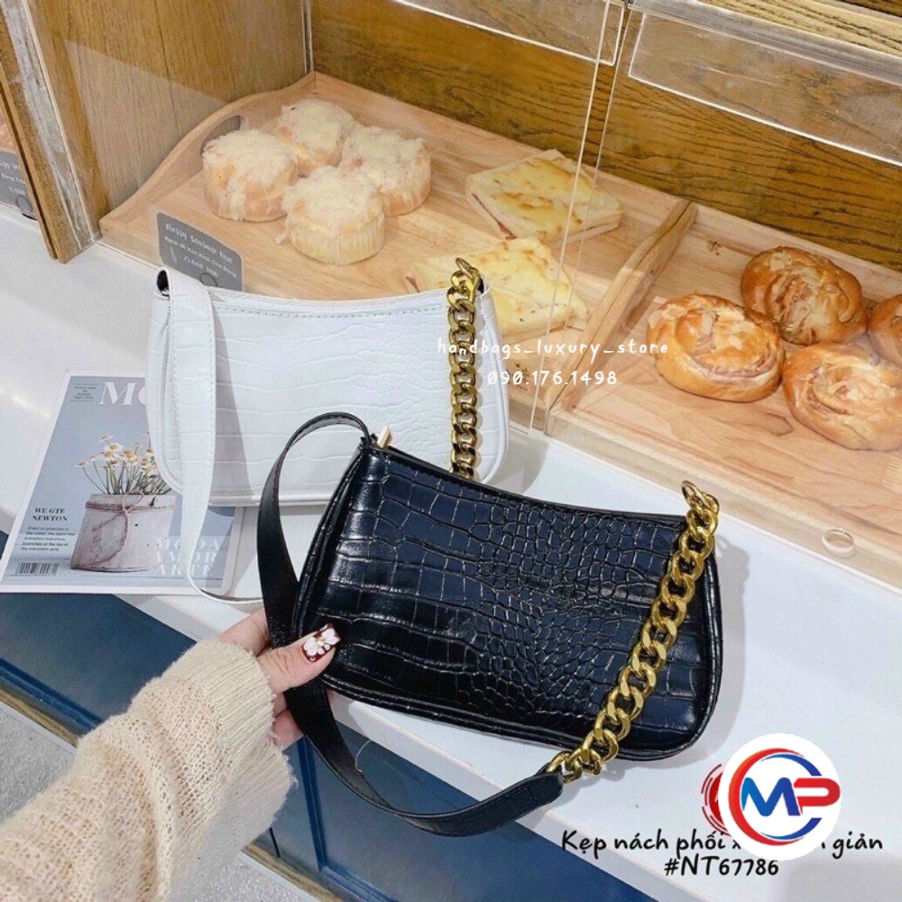 𝑭𝑹𝑬𝑬𝑺𝑯𝑰𝑷  Túi kẹp nách da rắn dây phối xích hot trend shop tuyển sỉ