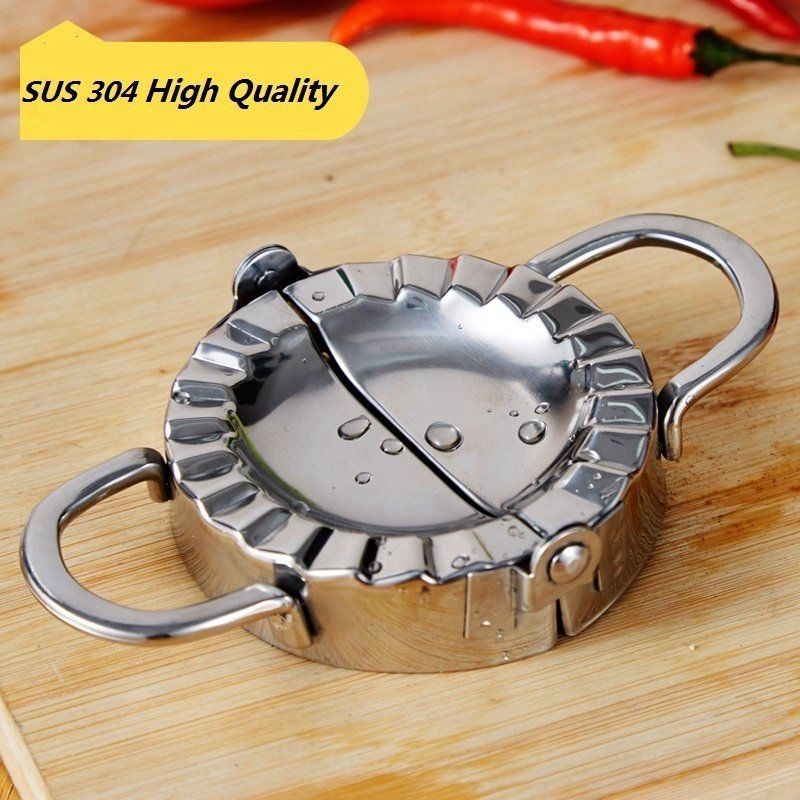 combo khuôn kẹp và khuôn cắt vỏ bánh làm bánh bột nhân thịt ( há cảo, bánh bao, bánh gối) bằng inox 304