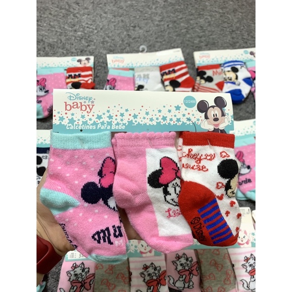 Set 3 đôi tất Disney xuất dư size 0-36m