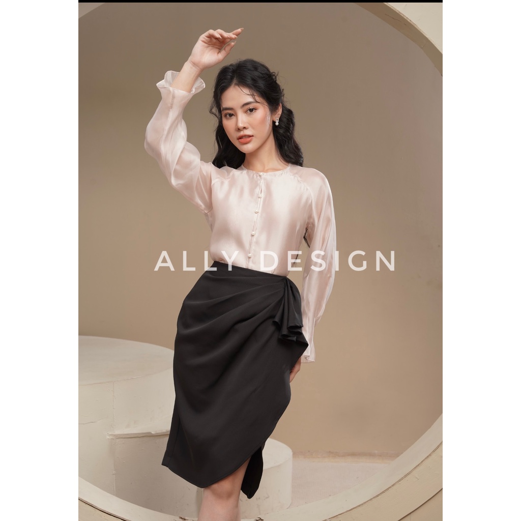 Chân váy bút chì công sở dài xếp ly giấu bụng phù hợp đi làm và váy dự tiệc