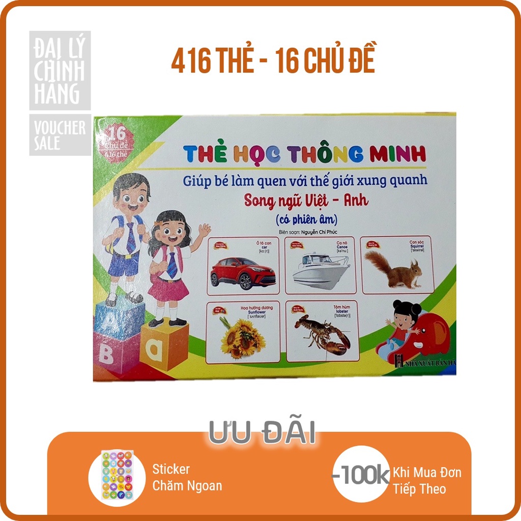 Flashcard cho bé-Bộ 416 thẻ học thông minh 16 chủ đề song ngữ cho bé,nhận biết Thế giới xung quanh - đồ chơi thông minh