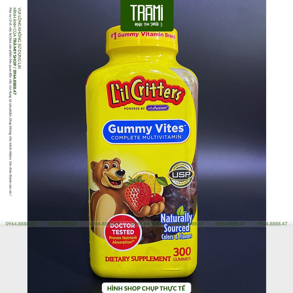 [CHÍNH HÃNG USA] Kẹo Dẻo Bổ Sung Vitamin L’il Critters Gummy Vites 300 viên.