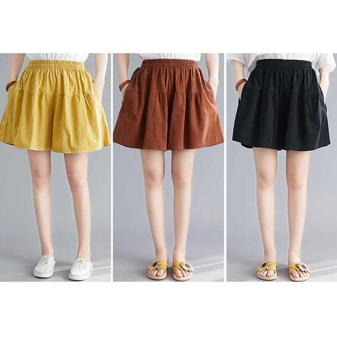 Quần short nữ ống rộng, quần đùi đũi cạp chun siêu mát 6 size 35 đến 95 kg | BigBuy360 - bigbuy360.vn