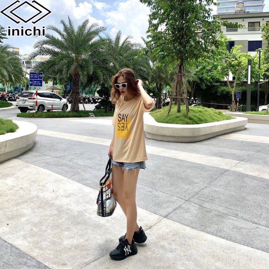 Áo thun tay lỡ INICHI A605 form rộng oversize nam nữ áo phông unisex