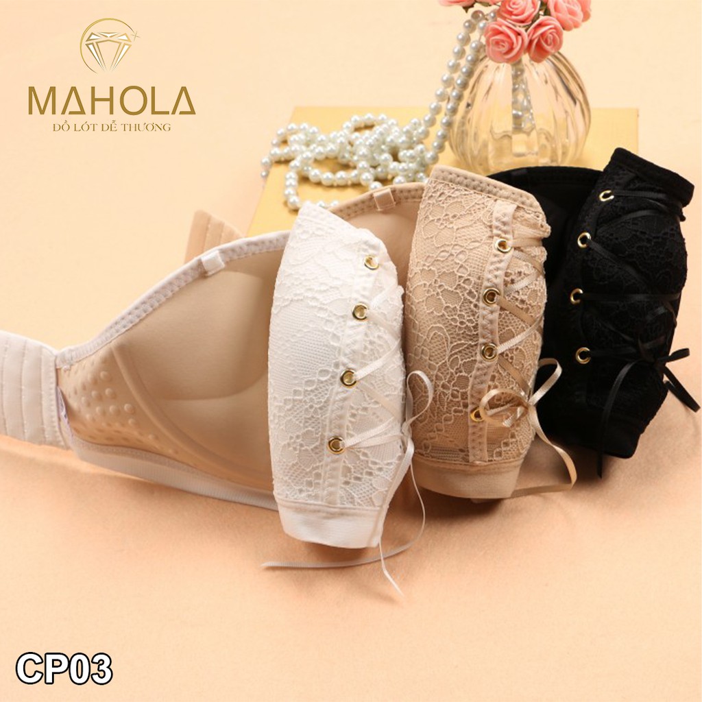Áo Lót Cúp Ngang Mút Bàn Tay Siêu Nâng Ngực Phối Ren Mahola CP03
